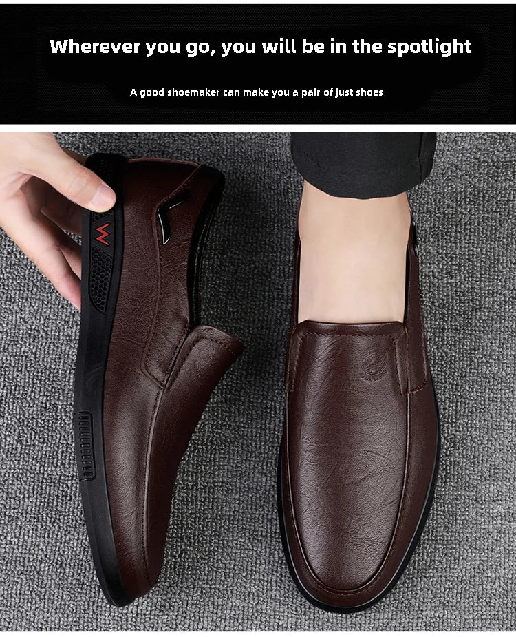 CLOHOO Zapatos casuales de negocios para hombres Calzado de cuero con parte inferior de goma de piel de vaca en capas hecho a mano para oficina y ocio