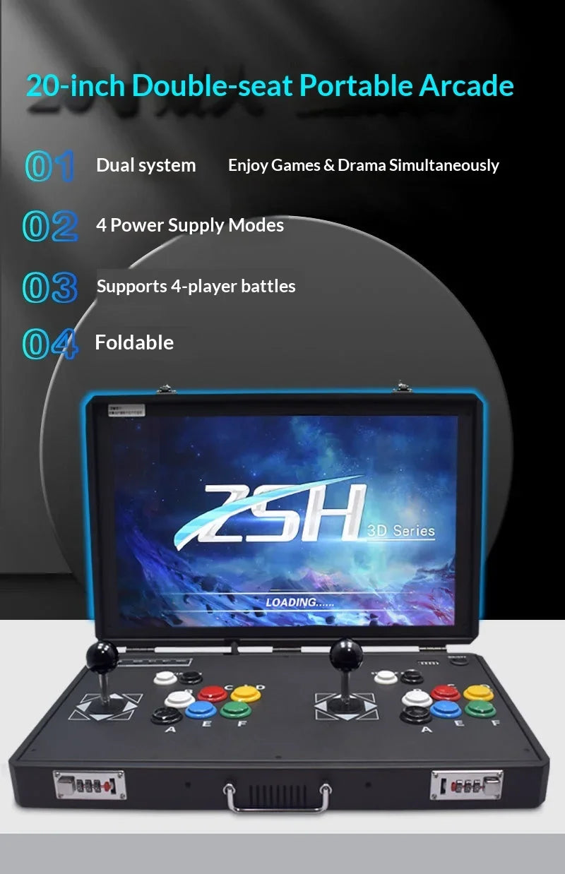 Máquina de Juegos Portátil de 20 Pulgadas, Plegable, con Doble Joystick, Sistema Dual, Máquina Integrada de Arcade para el Hogar, Pandora Moonlight Box