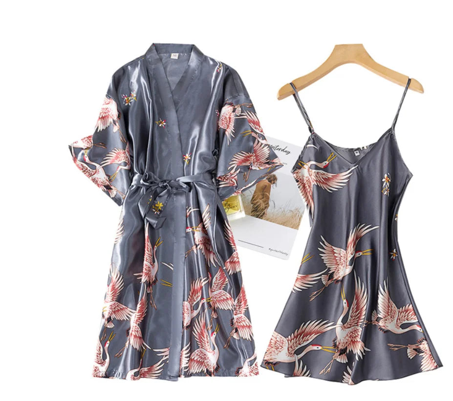 Pijama Conjunto 2 Piezas Mujer - Camisón Sedoso Cuello en V