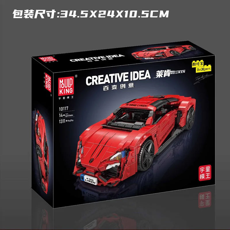 Con caja Original, coches de juguete técnicos, coche de carreras deportivo Lykan rojo, conjunto de bloques de construcción, juego de ladrillos para coche, regalo de Navidad para niños