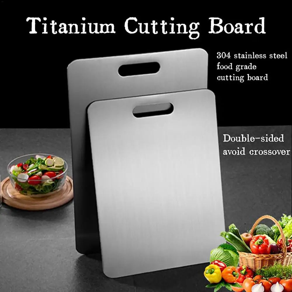 Tableros De Corte De La Cocina Para Placas De Acero Inoxidable 304 Antideslizante Espesado Doble Lado Food Grade Portátil Fruta Y Carne Grado Alimenticio Portátil Engrosado Duradero Antideslizante Ecológico Ligero