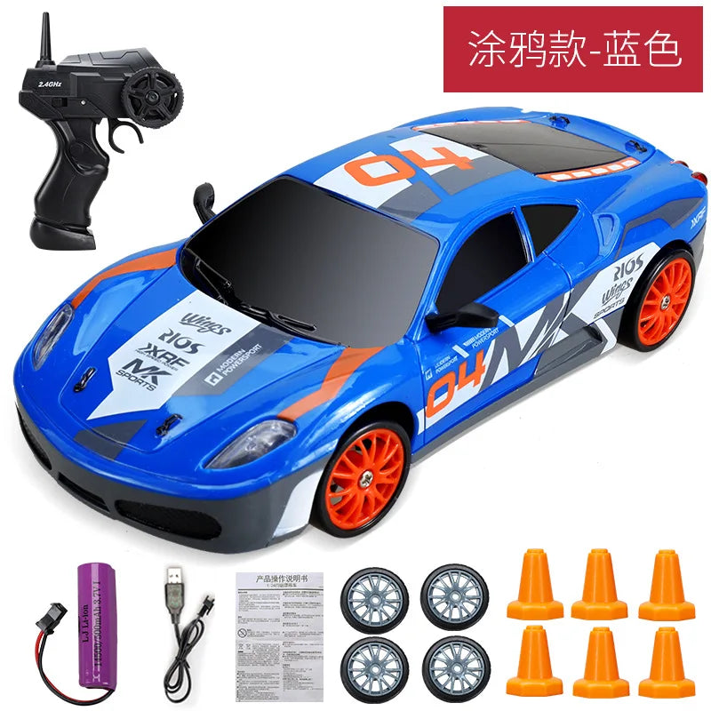 Coche de Carreras Teledirigido 2.4G 4WD, Modelos AE86, GTR, Ferrari, BMW