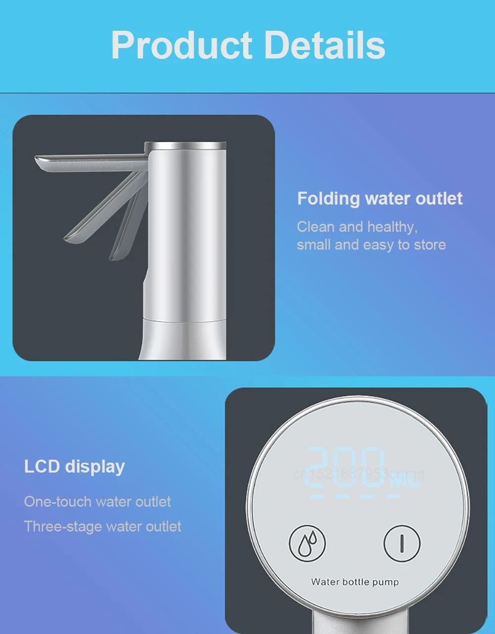 Bomba dispensadora de agua eléctrica para garrafón de 19 litros, recargable USB