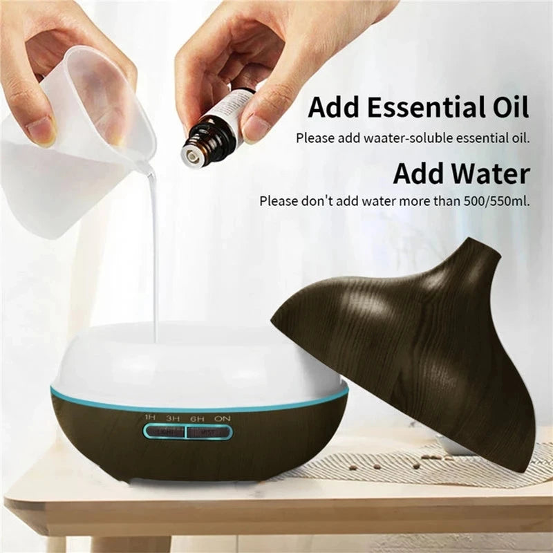 Difusor de aromas USB con luces LED 7 colores y control remoto 550ml