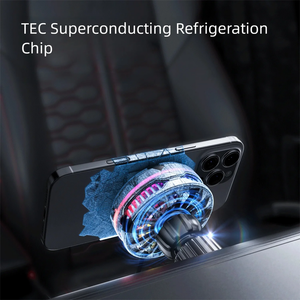 Cargador Inalámbrico Magnético para Coche con Refrigeración por Semiconductor, Soporte de Ventilación, Carga Rápida y Disipación de Calor para iPhone 17/16/15/14