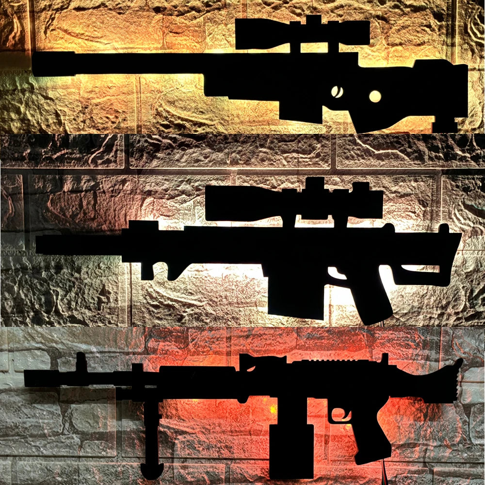 Luz de pared luminosa LED creativa 3D personalizada en forma de pistola fondo interior Aura luz USB luz nocturna de color