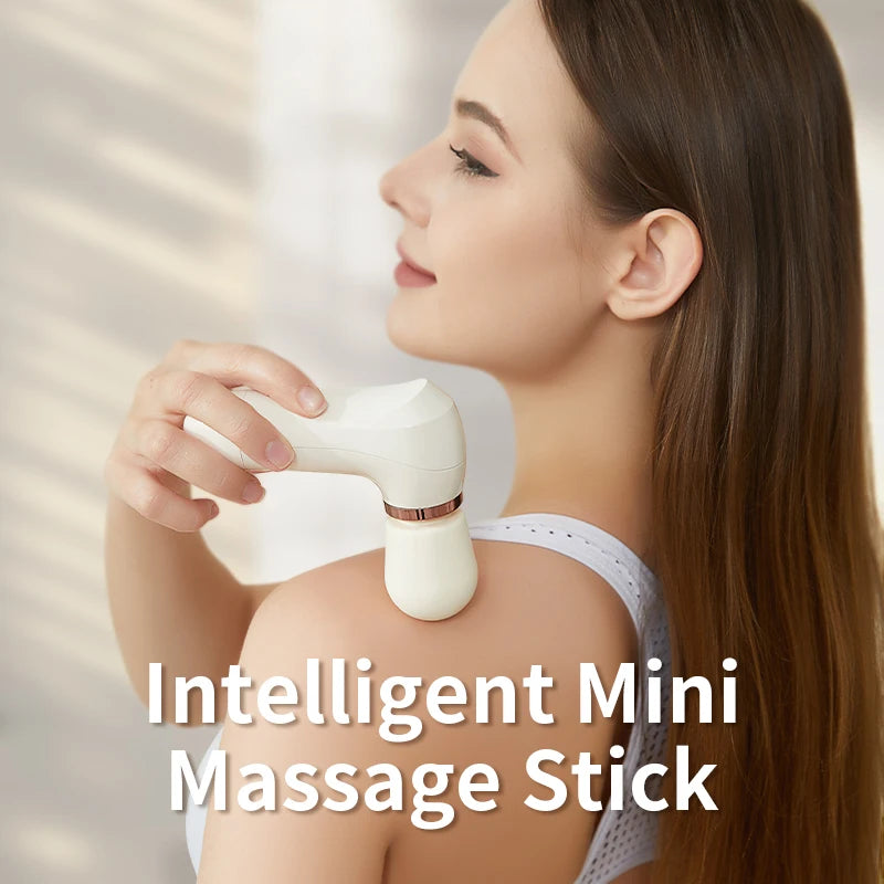 Mini Pistola de Masaje, Masajeador de Vibración Portátil, 5 Velocidades Ajustables, Pistola de Masaje Fascial para Relajación Muscular de Cuerpo Completo
