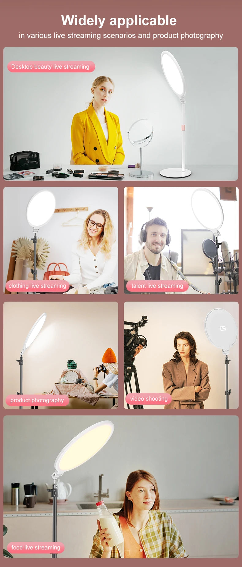 LUXCEO R8 luz LED para vídeo anillo redondo para Selfie luz regulable fotografía Panel de iluminación lámpara para sesión de conferencias en vivo con soporte