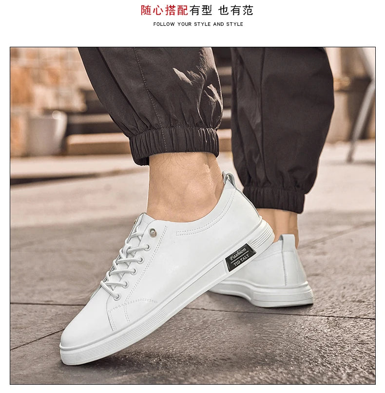 Zapatos casuales, zapatos deportivos de piel de vaca, zapatos planos, zapatos casuales clásicos para hombres, nuevos estilos de primavera y otoño, zapatos casuales de moda