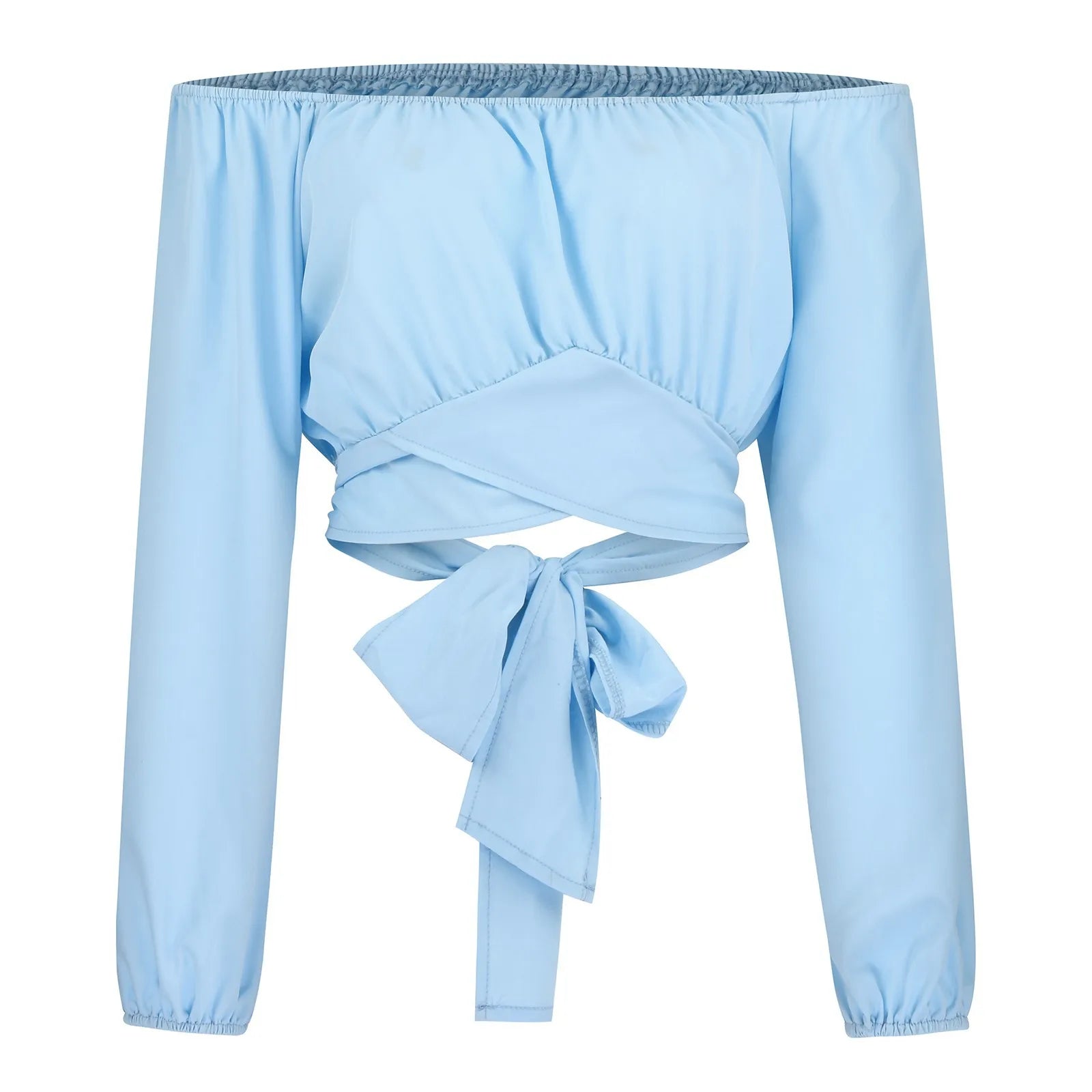 Blusa con Hombros Descubiertos y Lazo de Manga Larga