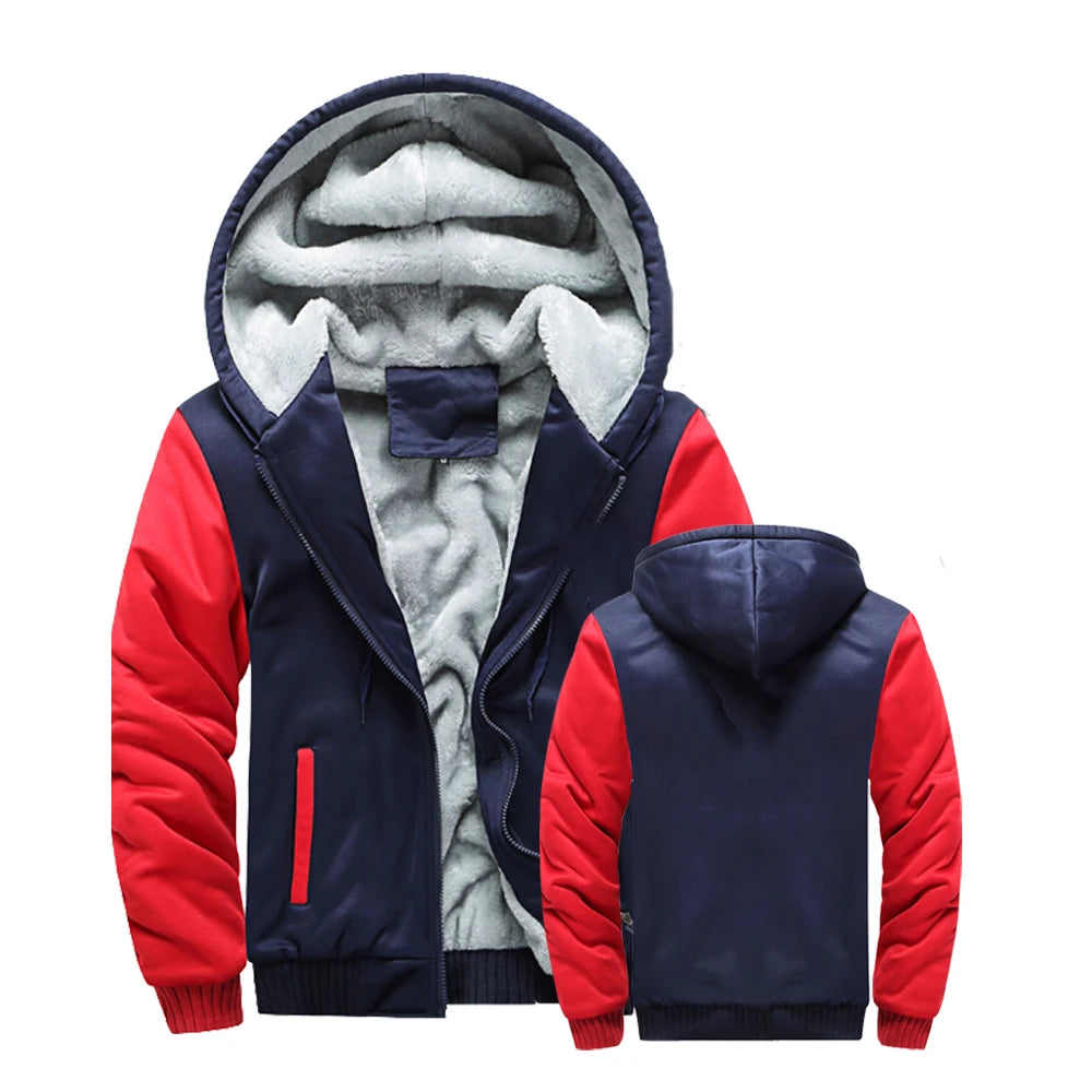 Chaqueta de Invierno para Hombre, Lana Gruesa, Capucha y Cremallera