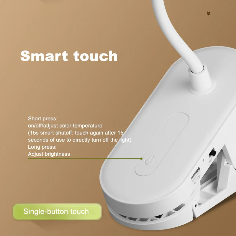 Lámpara LED de Escritorio con Clip, Atenuación y Timer