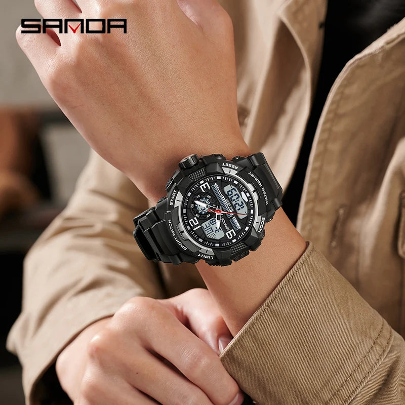 Reloj Deportivo SANDA Doble Pantalla para Hombre con Cronómetro