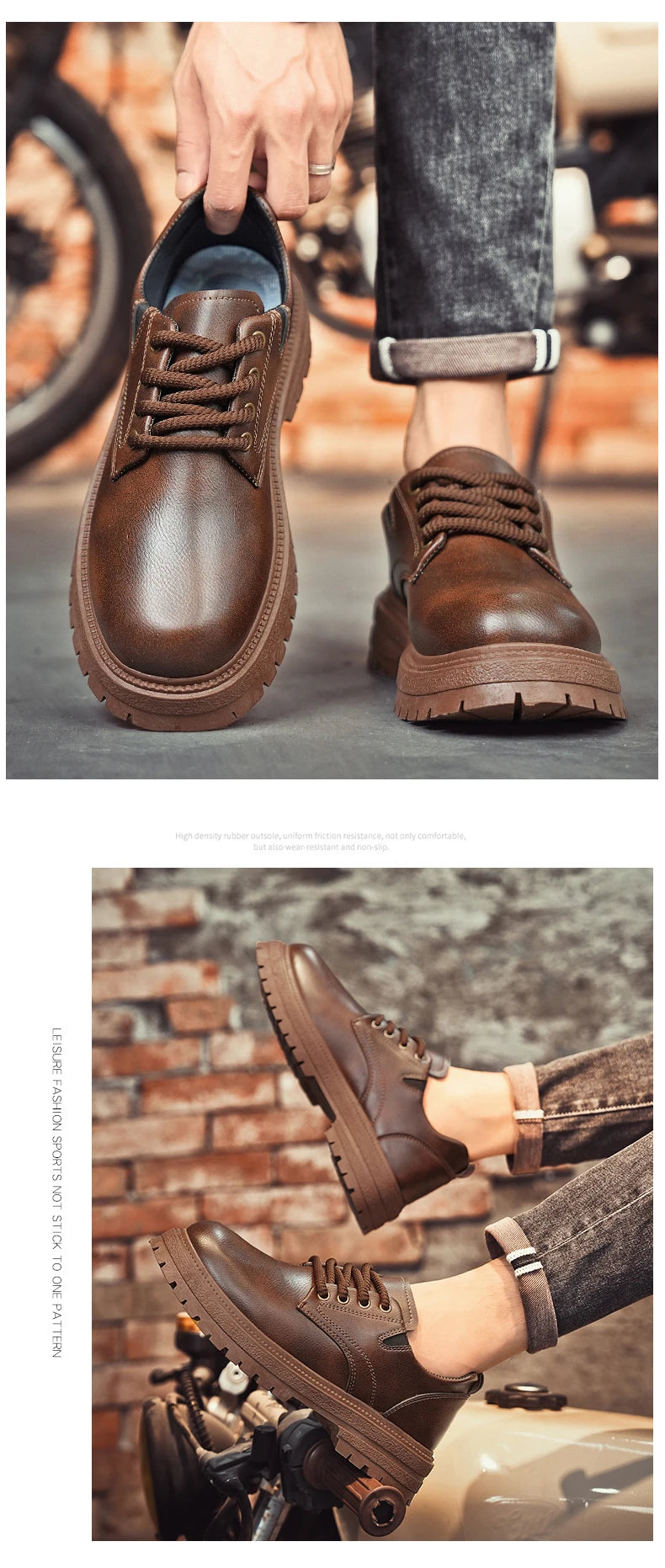 Alta calidad, zapatos informales de cuero para negocios, cómodos zapatos italianos de fondo grueso para hombre, zapatos Oxford antideslizantes para exteriores