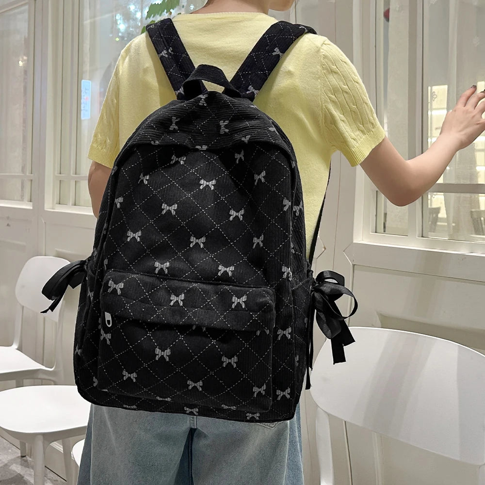 Mochila de Pana con Lazo para Estudiantes Universitarios
