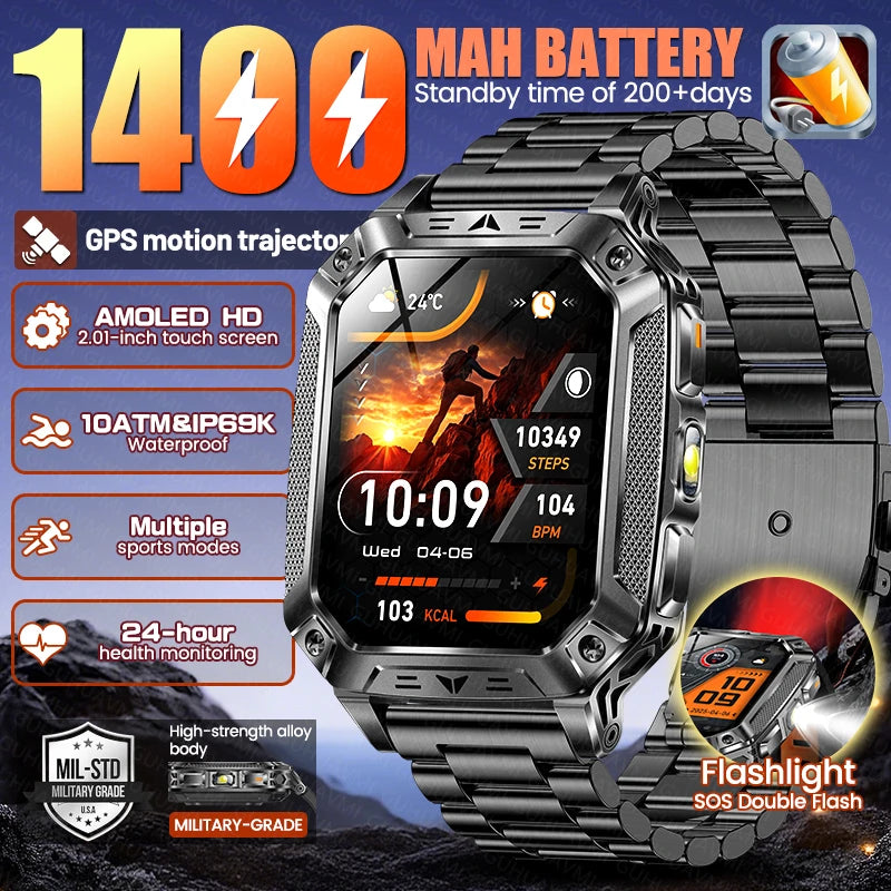 Reloj Inteligente AMOLED con GPS y Bluetooth Hombre