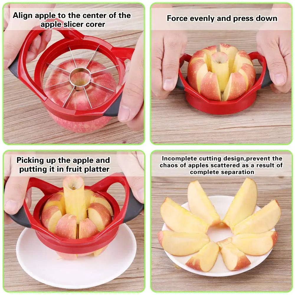 Rebanador de manzanas de acero inoxidable LMETJMA, cortador de manzanas ultracargado mejorado de 8 hojas, divisor KC0310