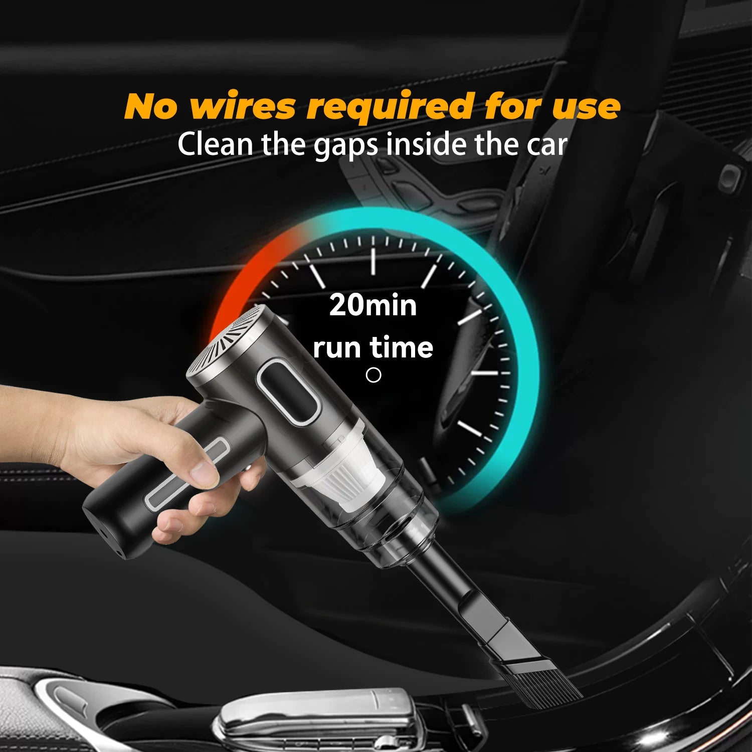 Aspirador de coche inalámbrico, aspirador de mano recargable de succión fuerte y plumero de aire para el hogar, coche, mascota y oficina