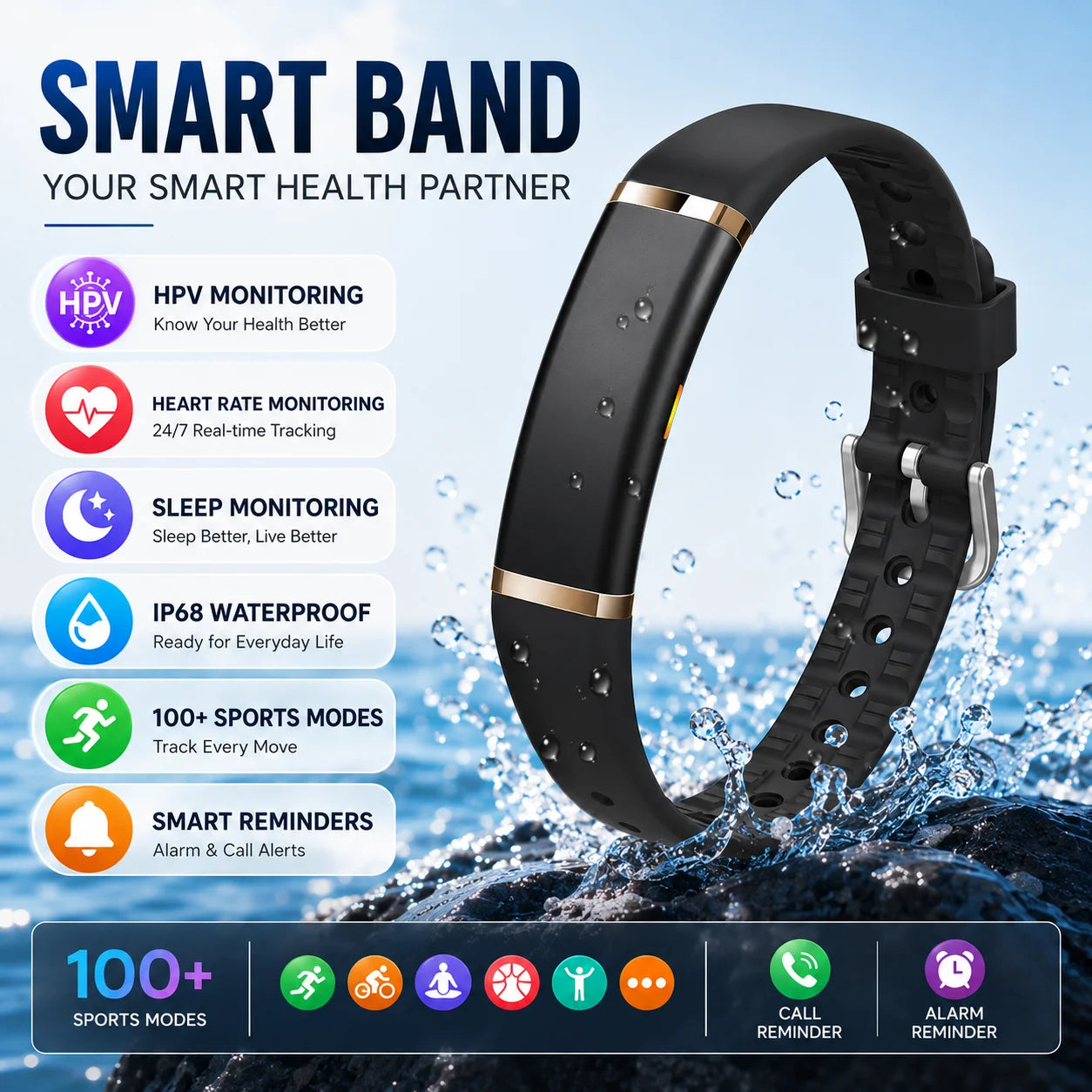 LIGE Pulsera Inteligente Ritmo Cardíaco IP68