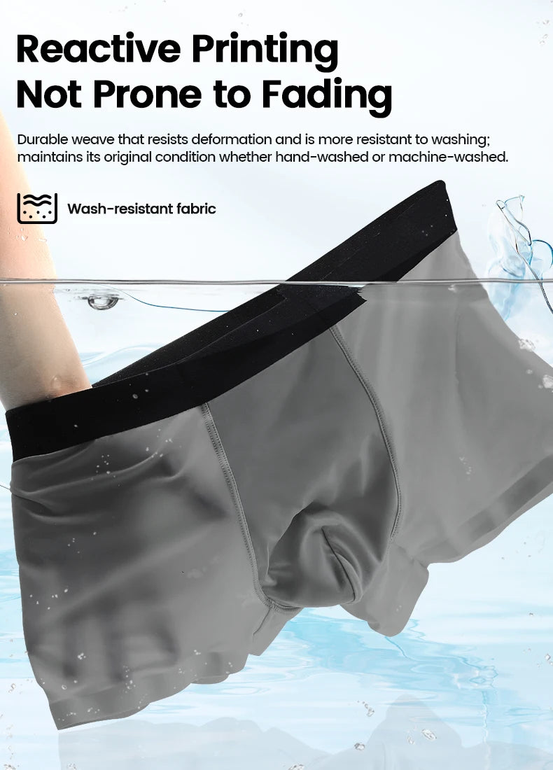 Ropa interior para hombres al por mayor Europa y Estados Unidos boxeadores transfronterizos de seda de hielo boxeadores de tamaño inglés pantalones cortos de gran tamaño