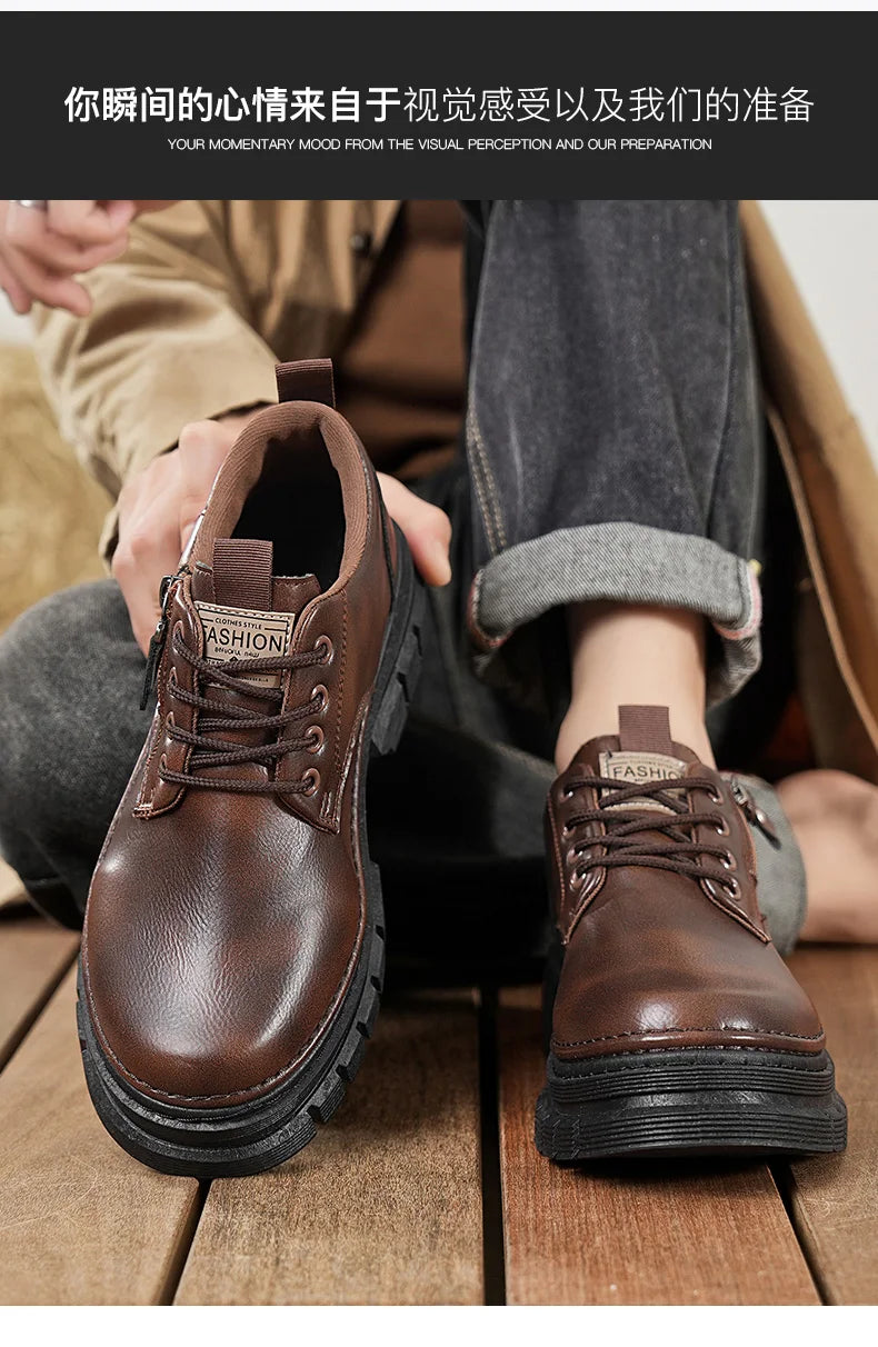 Zapatos informales para hombre, calzado cómodo para trabajo hecho a mano en las cuatro estaciones, zapatos de trabajo al aire libre, moda Joker, zapatos de marea juvenil, zapatos de cuero para fiesta de negocios