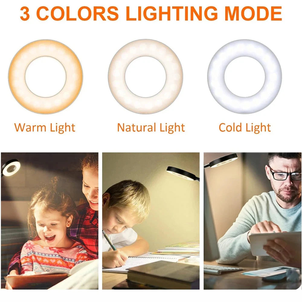 Lámpara de Escritorio con Clip LED USB para Lectura