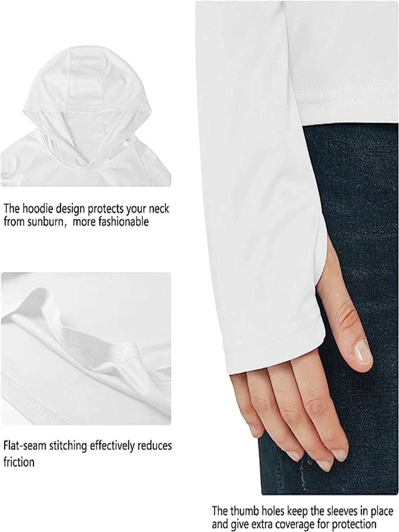 Mujer protección solar sudadera con capucha manga larga camiseta