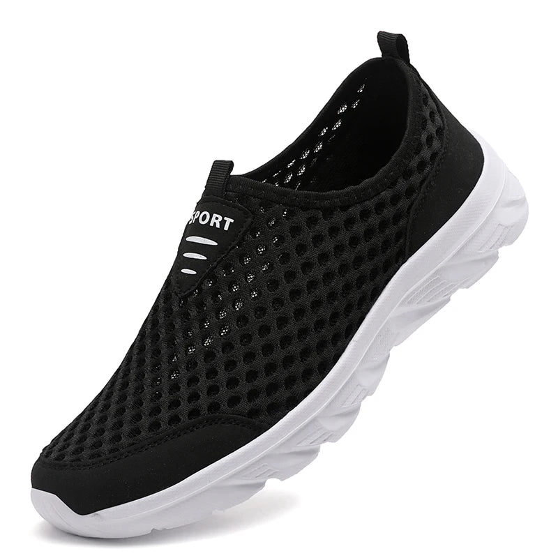 Zapatillas informales transpirables para hombre, zapatos informales ligeros antideslizantes para exteriores, mocasines planos suaves para caminar y trotar, novedad de 2024
