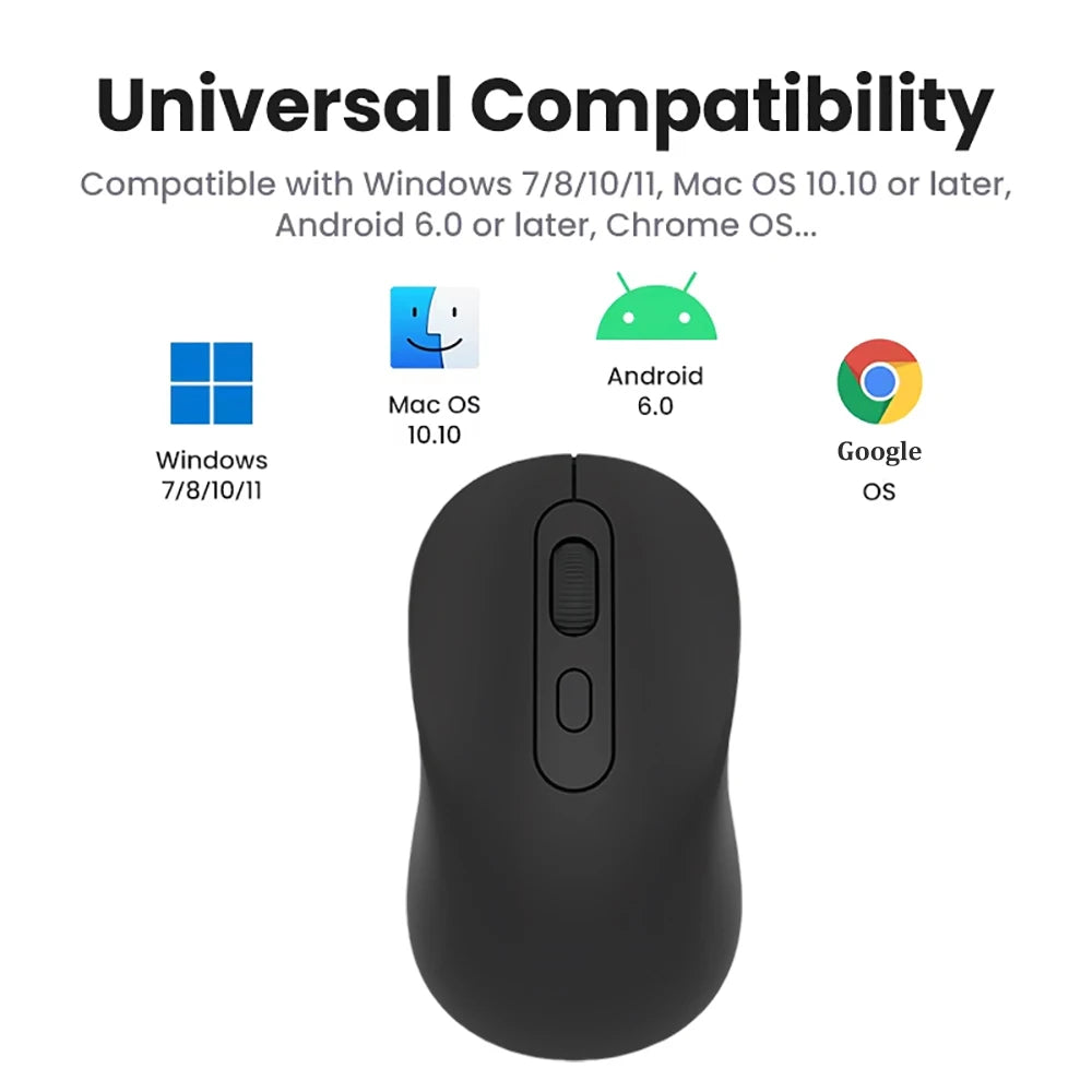 Ratón inalámbrico Bluetooth 5,2 de 2,4G, ratón recargable de modo Dual para juegos, ratón silencioso de 1600 DPI para PC, portátil, MacBook Pro Bluetooth 5.2 Mouse 2.4G Wireless Mouse Rechargeable Dual Mode Gaming Mous