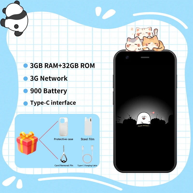 Mini24 Mini Teléfono Inteligente Android de 3.0 Pulgadas, 3GB RAM, 32GB ROM, Doble SIM, Doble Modo de Espera, Teléfono Móvil 3G, Google Play Store