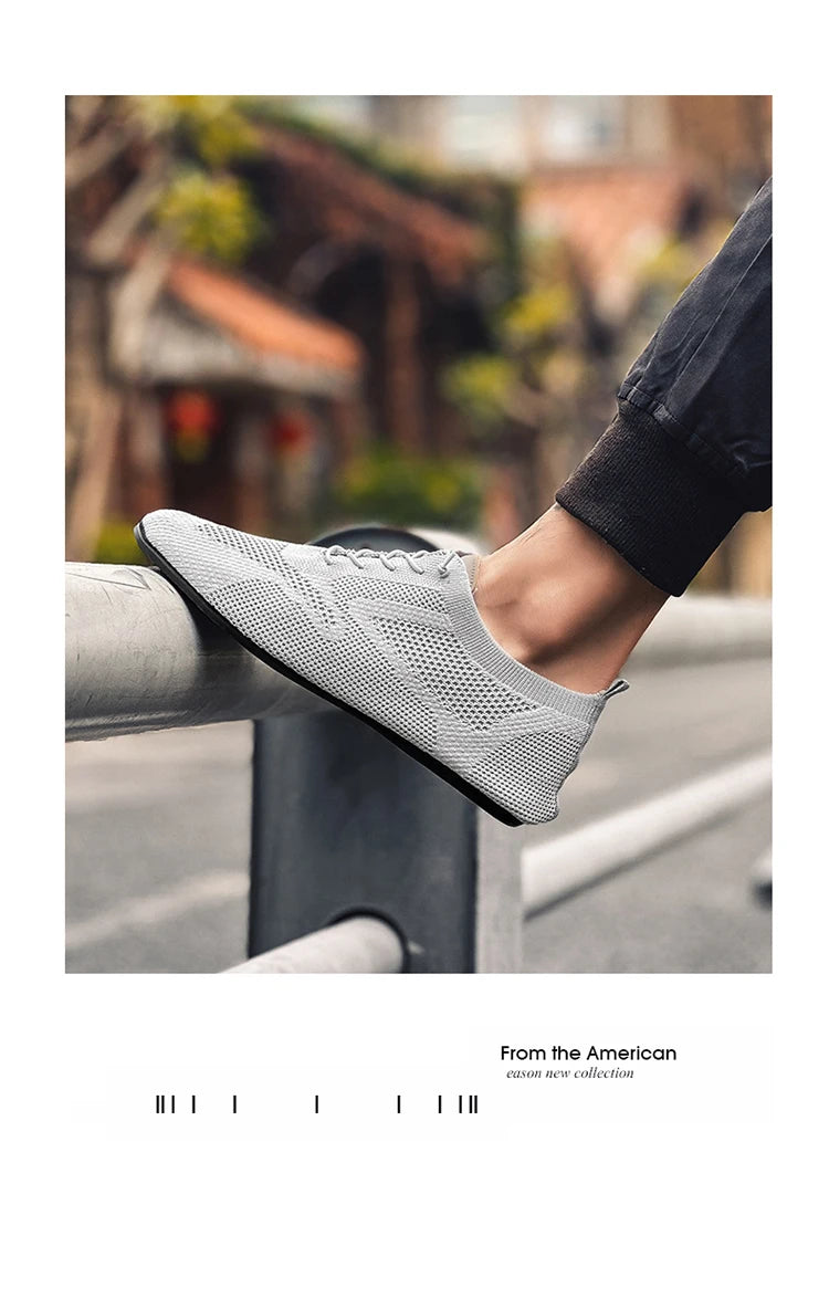Zapatos informales ligeros sin cuero para hombre, mocasines de malla a la moda para parejas, zapatillas transpirables con cordones para hombre, zapatos planos suaves para Yoga