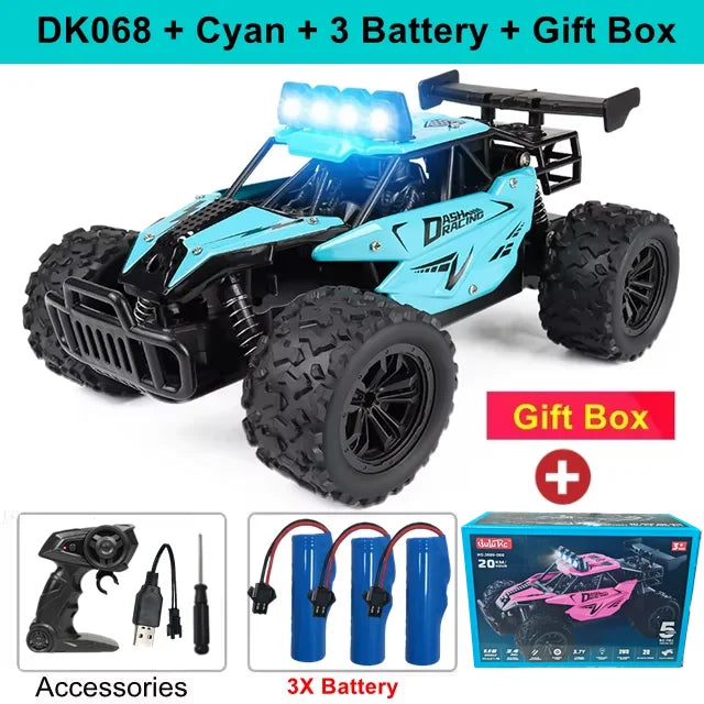 Coche RC 1:16 con Luces LED, Todoterreno, Vehículo de Escalada
