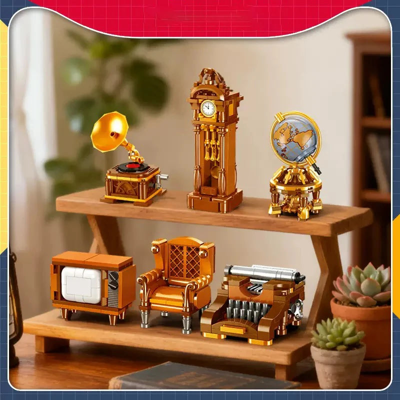 Bloques de Construcción de Muebles Retro 57033, Modelo MOC para Armar, Decoración de Escritorio, Regalo Coleccionable para Adultos, Cumpleaños, Días Festivos
