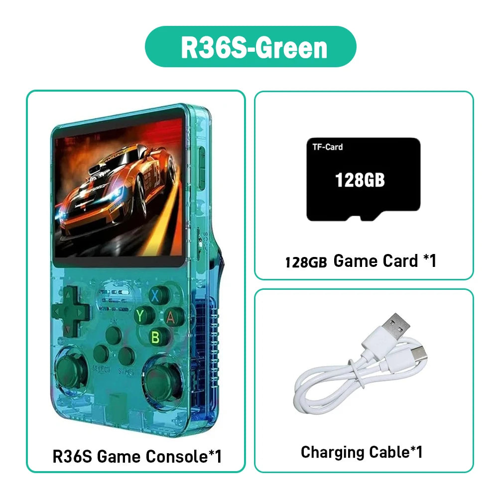 Consola de Juegos Retro R36S ARKOS, Pantalla IPS 3.5 Pulgadas, 64GB