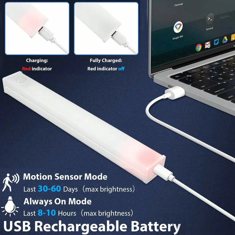 Luz de gabinete con sensor de movimiento LED recargable inalámbrica de 6 piezas - Ideal para armario, cocina, armario, escaleras - Noche con pilas