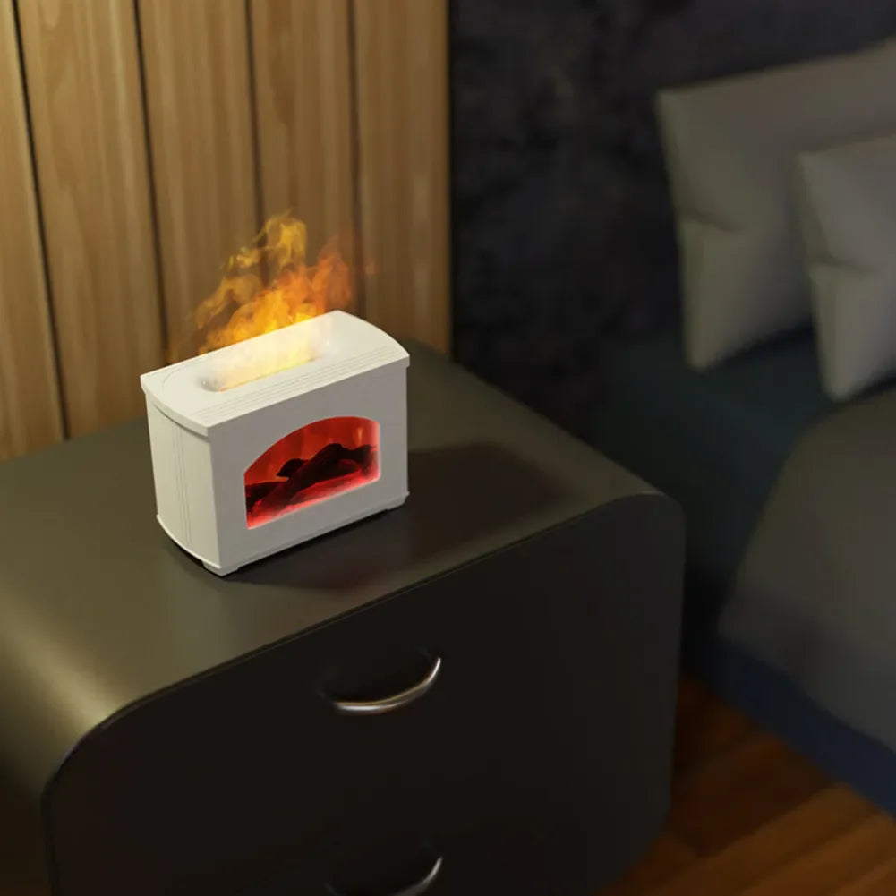 Nuevo humidificador de aire simulado para chimenea, difusor de aceites aromáticos con efecto de llama, humidificadores de aromaterapia para el hogar, pulverizador de niebla, difusor de aire