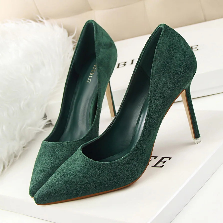 Zapatos de Tacón Alto 9cm para Mujer - Gamuza, Tallas Grandes