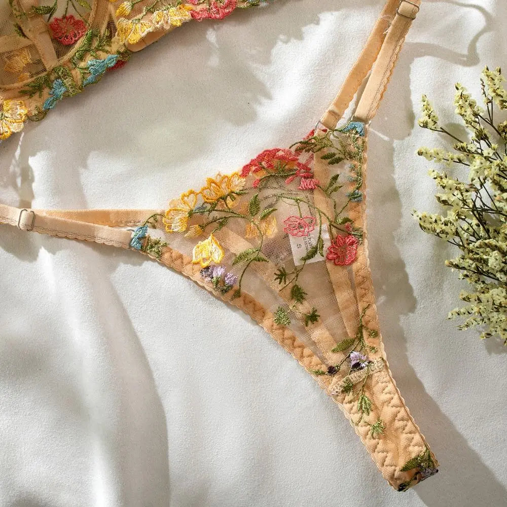 Conjunto de Lencería Floral de 2 Piezas