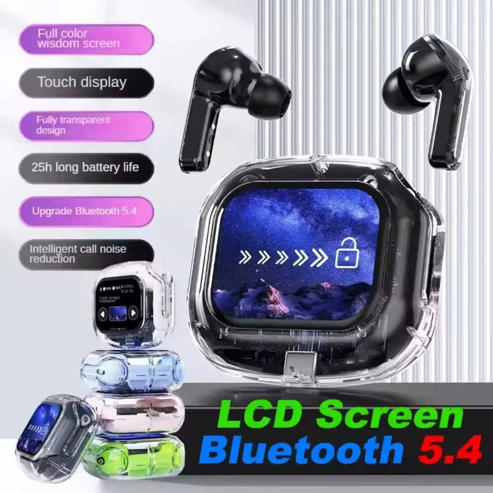 Auriculares Bluetooth TWS con Pantalla Táctil Multifunción, Auriculares Inalámbricos Inteligentes con Bluetooth, Calidad de Audio HiFi, Auriculares Empresariales