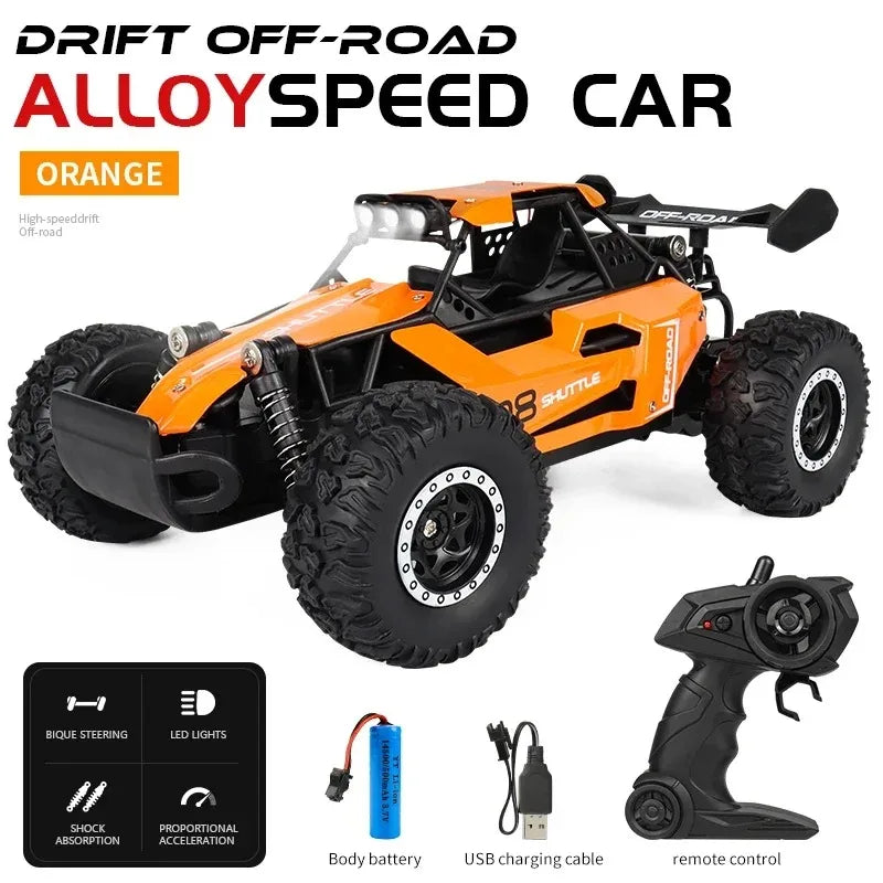 Coche RC 1:16 2WD con Luces LED, 20 KM/H, Todoterreno, Regalos para Niños