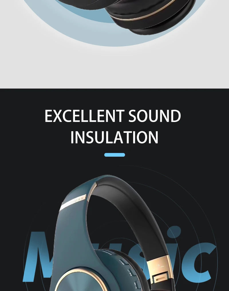 Auriculares inalámbricos supraaurales Bluetooth 5.3 HiFi estéreo de baja latencia con cancelación de ruido, auriculares para juegos con micrófono ENC