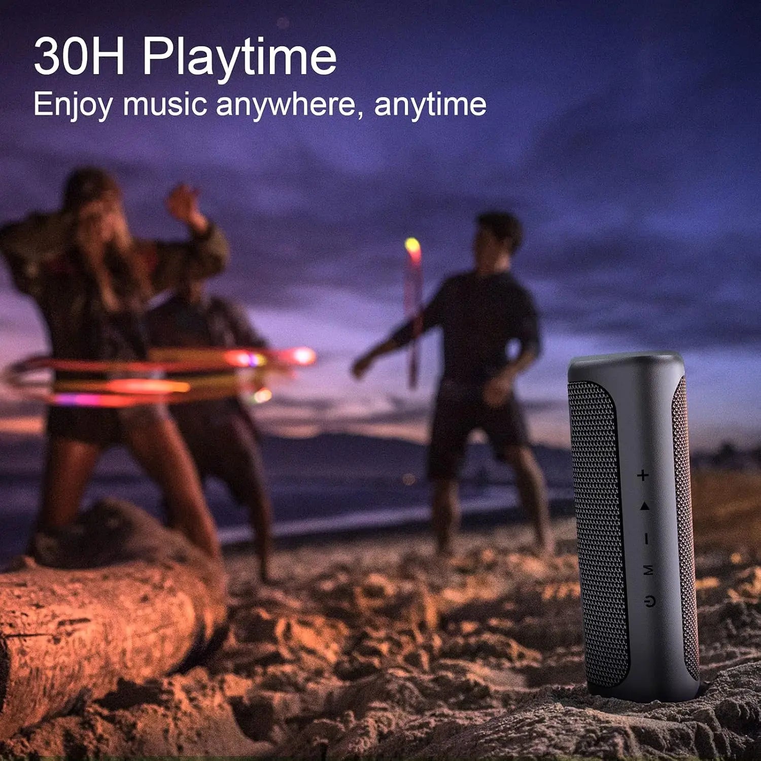 Altavoz Bluetooth Ortizan M7 portátil, sonido potente de 24W, graves ricos, resistente al agua IPX7, tiempo de reproducción 30H, luces coloridas