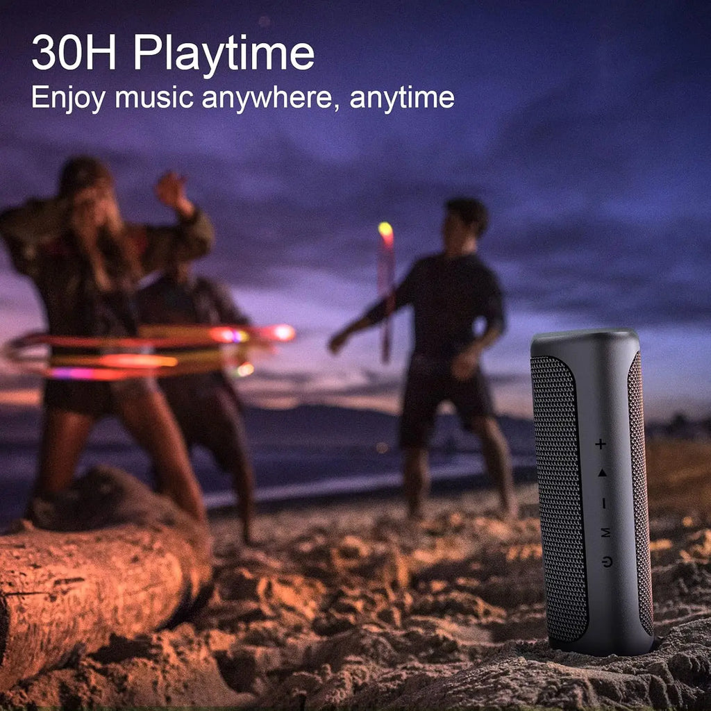 Ortizan Altavoz Bluetooth Portátil con Sonido HD de 24 W, Altavoces Bluetooth Inalámbrico 5.3, Entrada AUX, Tarjeta TF y USB, Luces LED, IPX7