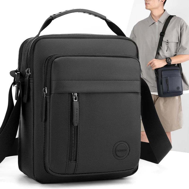 Bolso bandolera duradero, correa ajustable para el hombro, diseño multicapa, cremallera segura: bolsa de almacenamiento multifuncional