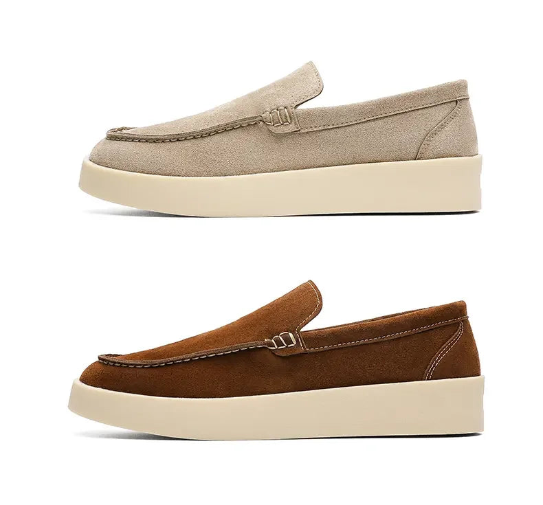 Mocasines de cuero suave para hombre sin cordones y suela gruesa