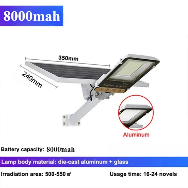 Farola Solar LED de Aluminio 8000mAh, Impermeable para Jardín y Garaje