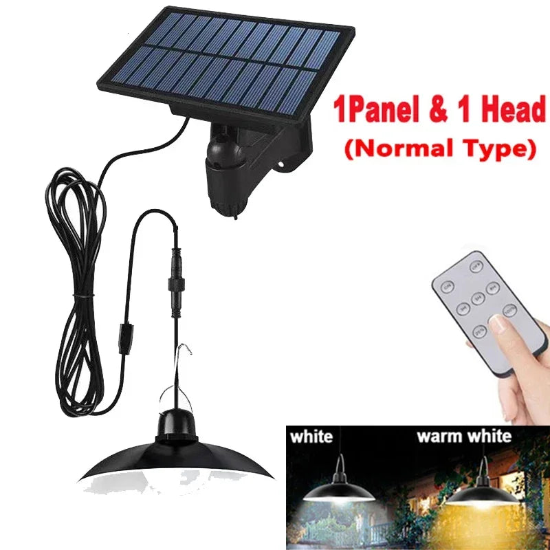 Lámpara Solar Colgante LED Doble Cabezal con Control Remoto