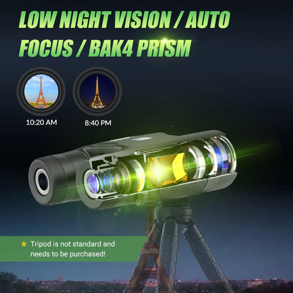 Binoculares APEXEL 10x42 Enfoque Automático Prisma BAK4