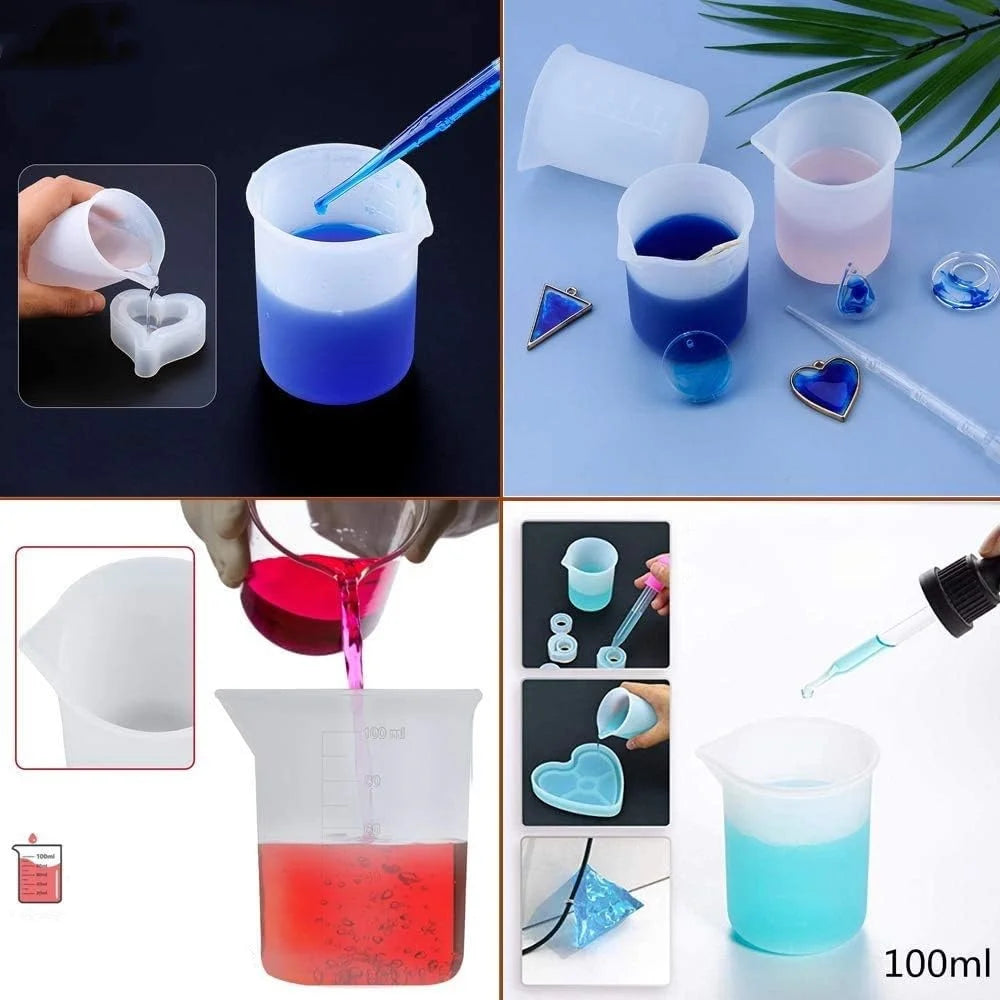 Tazas medidoras de silicona para resina, suministros de resina con vasos de silicona, vasos para mezclar resina, palitos para revolver de silicona, vaso para mezclar epoxi