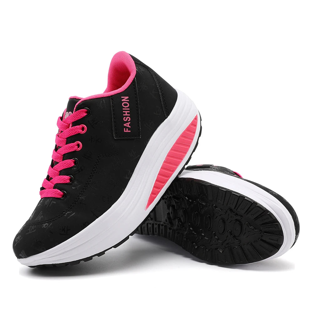 Zapatillas de Cuña para Mujer - Transpirables, Suela Gruesa y Cordones